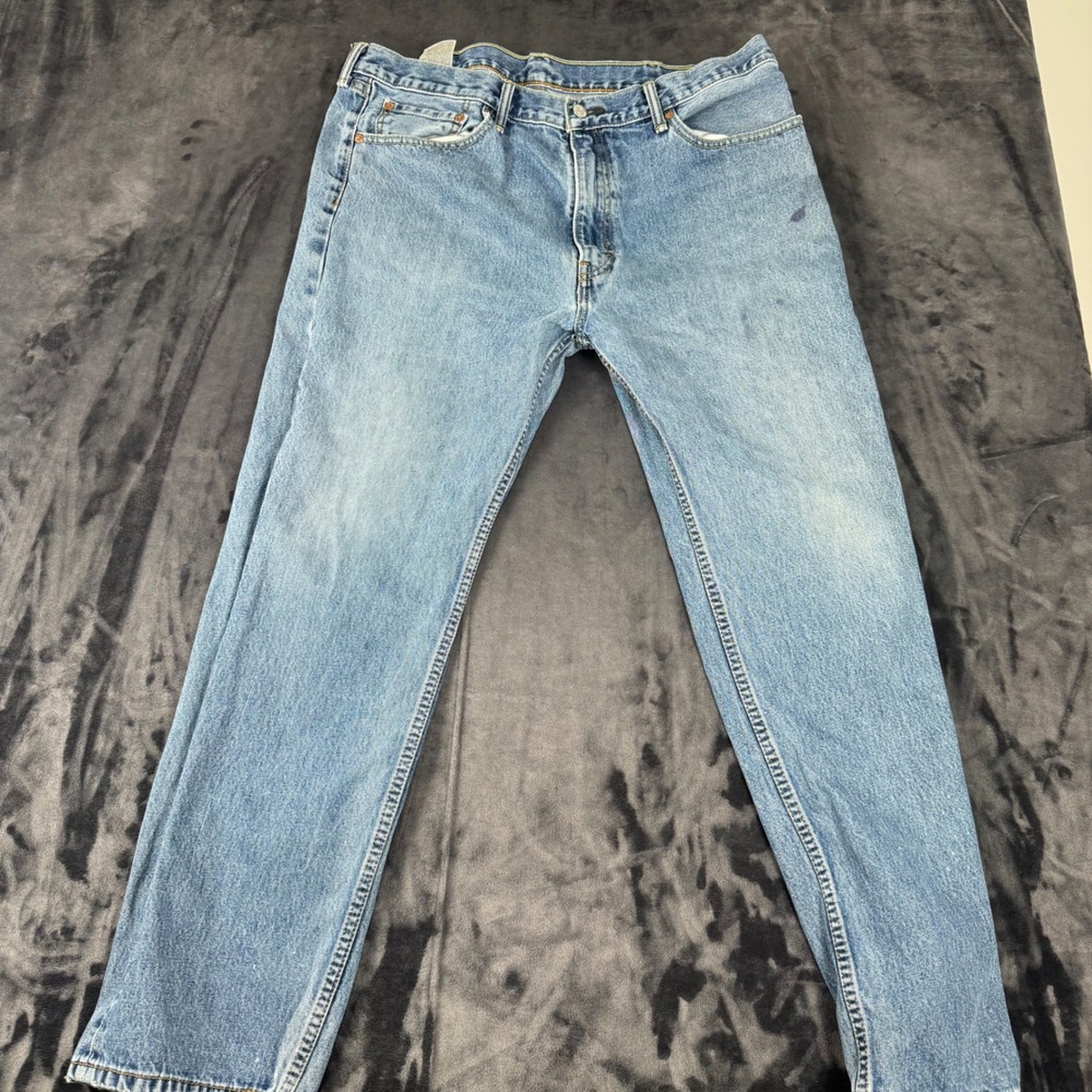 Levi's 505 Regular Fit Jeans Mens 36x28 Light Wash Blue Straight Leg Denim